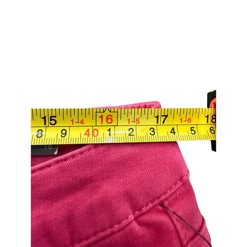 John Mark Capri Pants Women 16 Pink Cropped Straight Fringe Hem Stretch Comfort - Picture 9 of 10